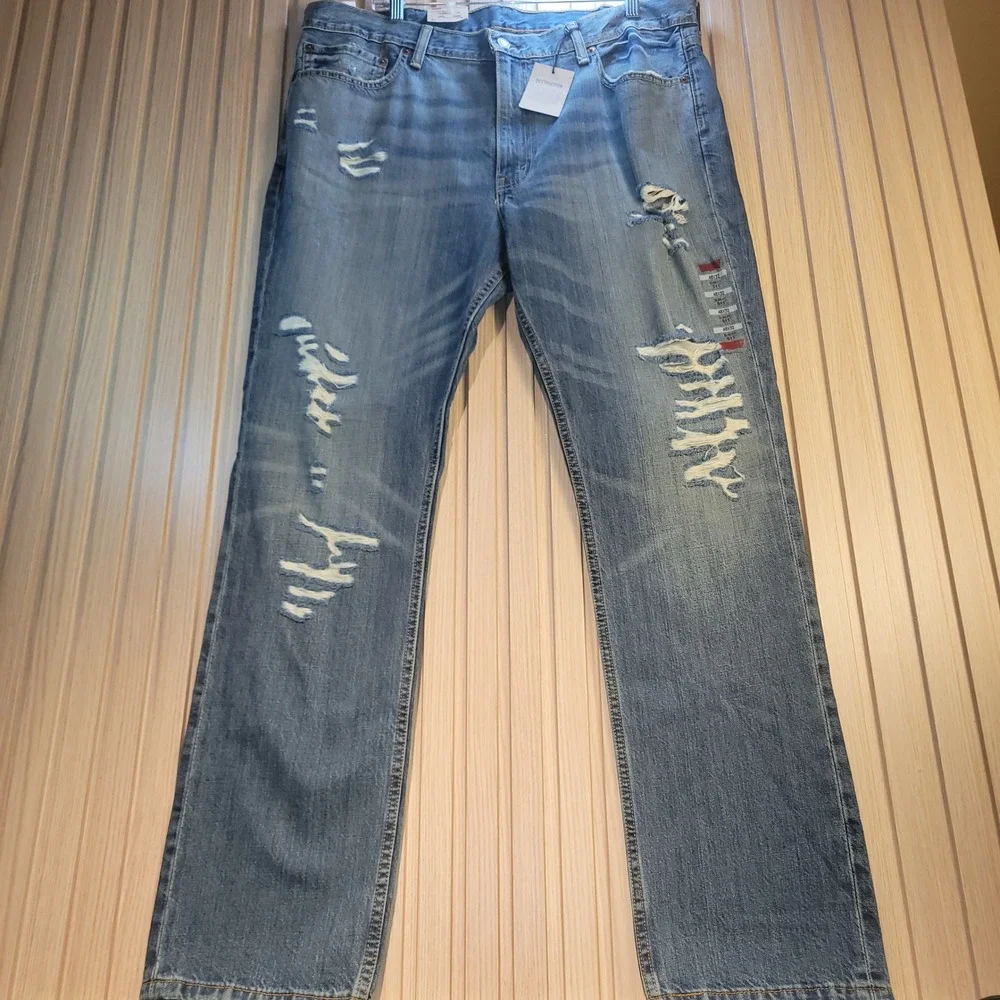 Levis 511 Slim Fit Jeans Mens 40x32 Blue Distressed Destruction 04511-1729 NEW